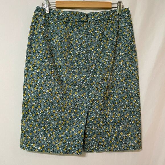 Talbots Womens Yellow Teal Floral Back Zip Pencil Skirt Dark Academia 8 - Picture 2 of 7